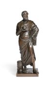 A LARGE BRONZE FIGURE OF SOPHOCLES CAST BY BARBEDIENNE FRENCH