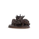 PIERRE-JULES MÊNE (FRENCH, 1810-1879), A BRONZE MODEL OF A PAIR OF RABBITS