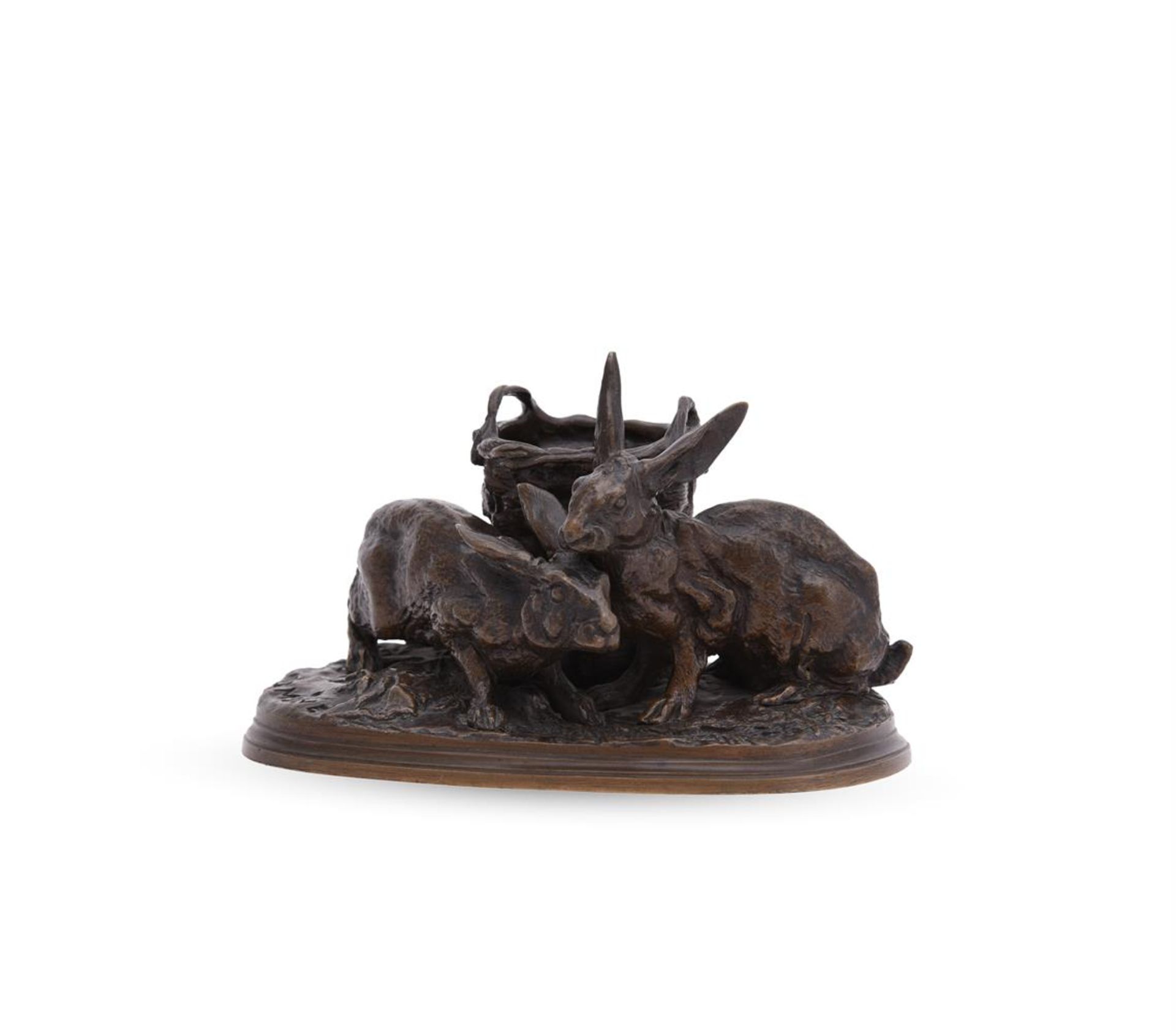 PIERRE-JULES MÊNE (FRENCH, 1810-1879), A BRONZE MODEL OF A PAIR OF RABBITS