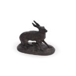 PIERRE-JULES MÊNE (FRENCH, 1810-1879), A BRONZE MODEL OF AN ALERT HARE
