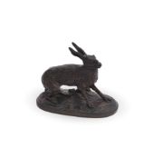 PIERRE-JULES MÊNE (FRENCH, 1810-1879), A BRONZE MODEL OF AN ALERT HARE