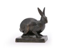 JANET SCUDDER (AMERICAN, CONTEMPORARY), A BRONZE MODEL OF AN ALERT RABBIT