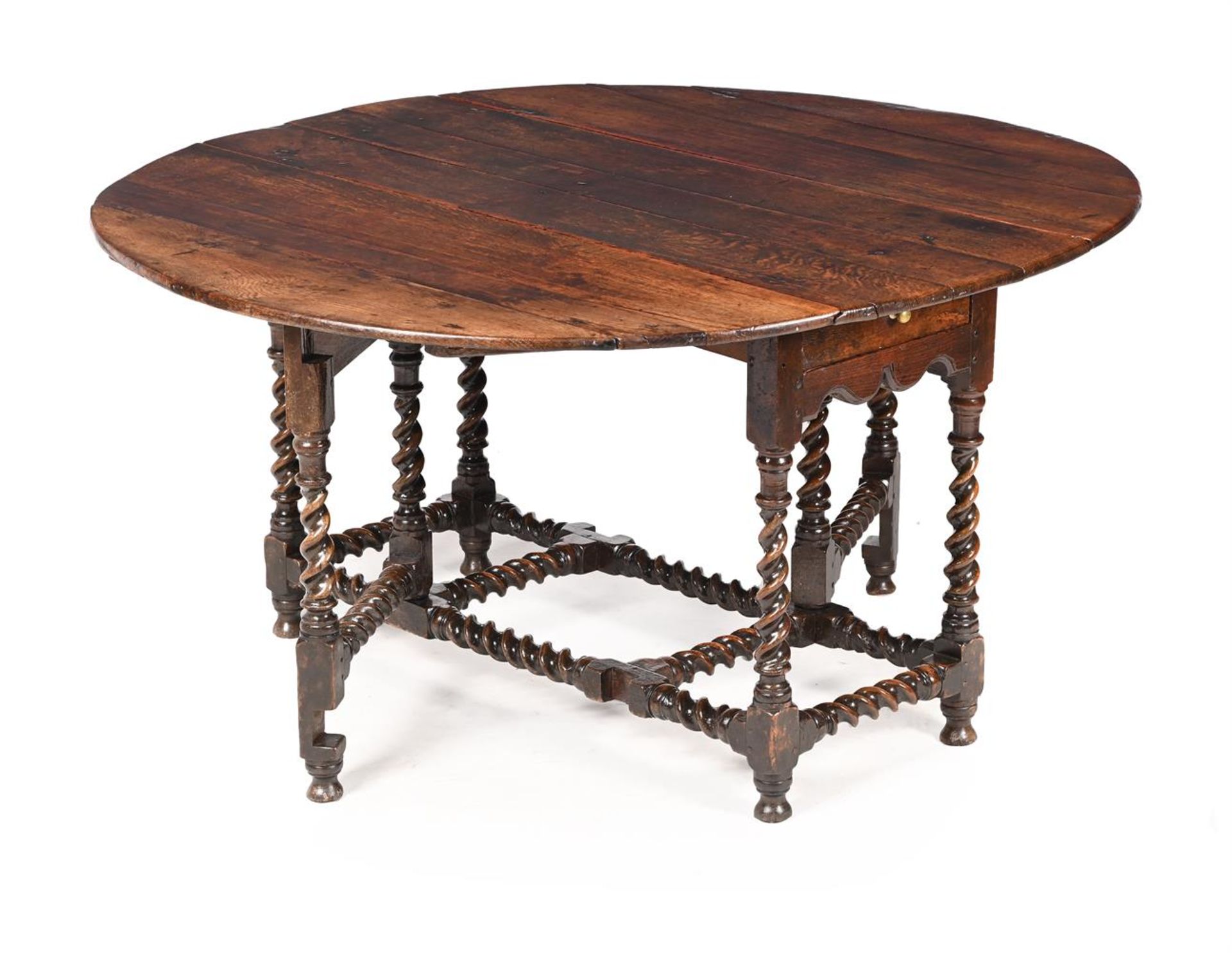 A LARGE OAK GATELEG DINING TABLE FIRST HALF, 18TH CENTURY