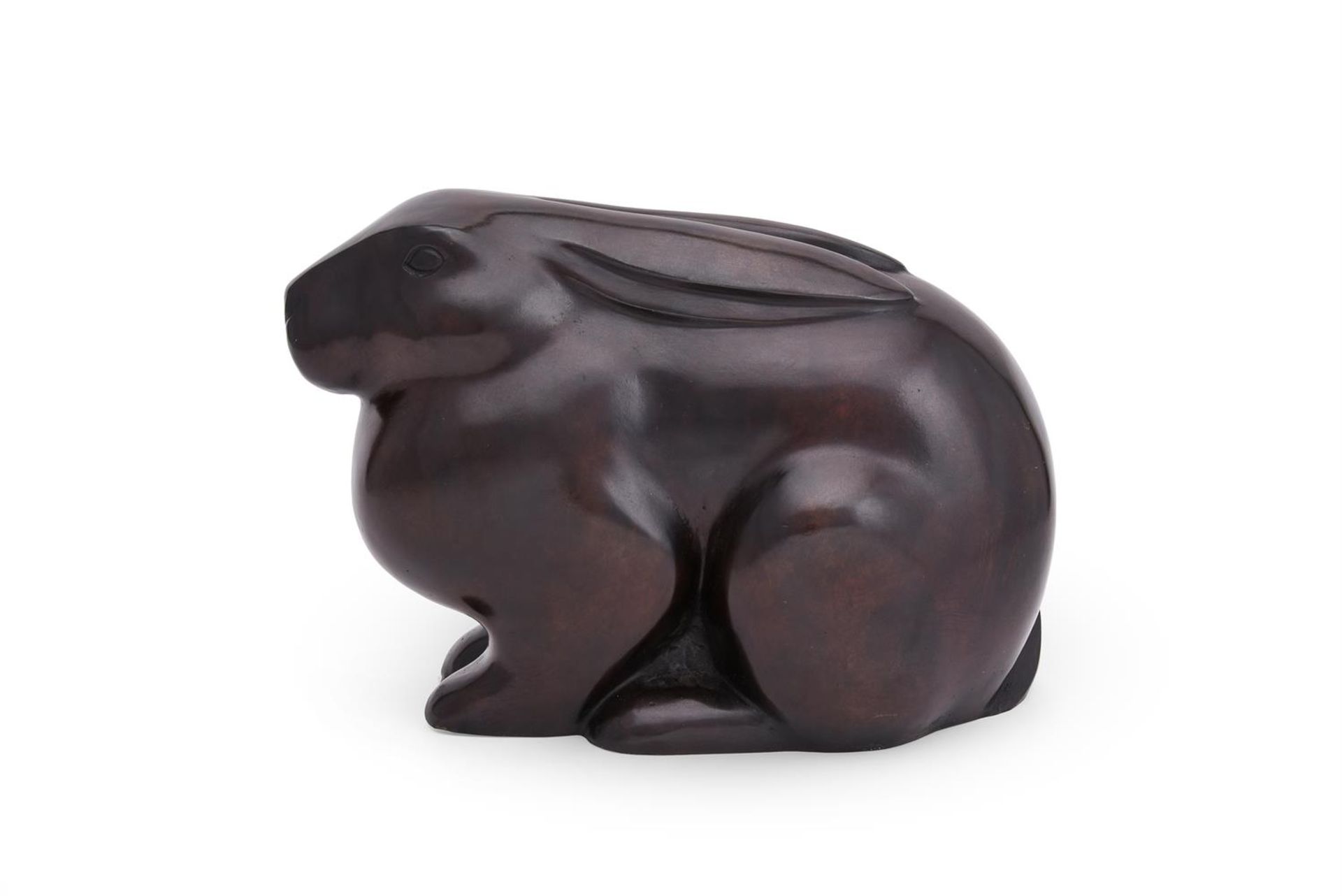 λ DAVID MESLY (FRENCH, 1918-2004), A LARGE AND RARE LIMITED EDITION BRONZE MODEL OF A RABBIT