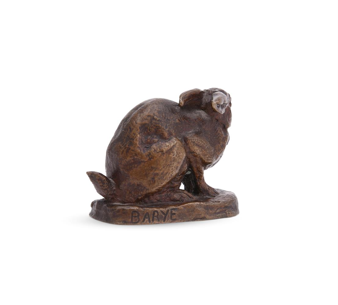 ANTOINE-LOUIS BARYE (FRENCH, 1795-1875), A BRONZE MODEL OF A CROUCHING RABBIT - Image 4 of 6
