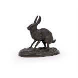 DELAITRE (FRENCH 19TH CENTURY), A BRONZE MODEL OF A HARE