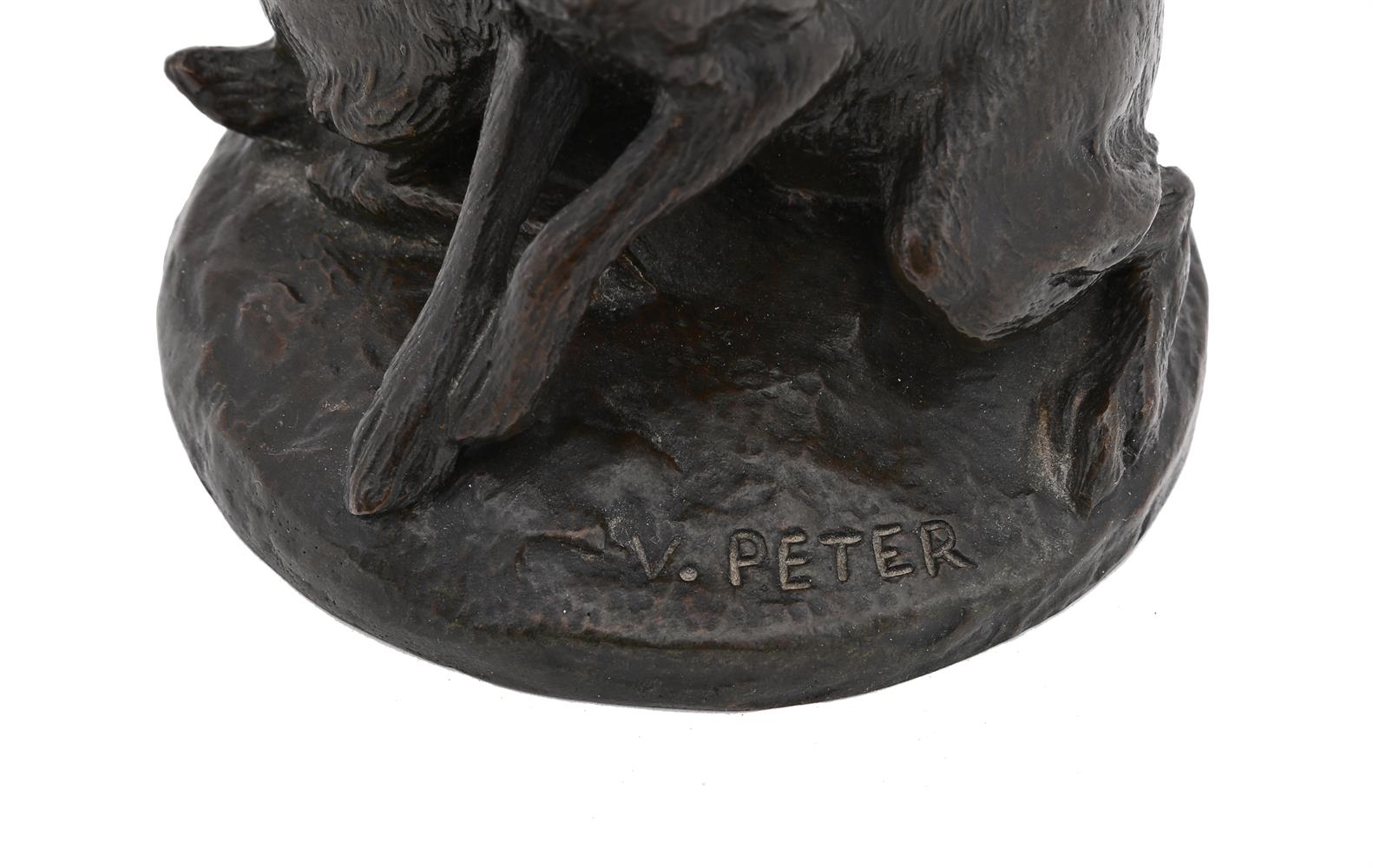 VICTOR PETER (FRENCH, 1840-1918), A BRONZE MODEL OF TWO ALERT HARES - Image 4 of 5