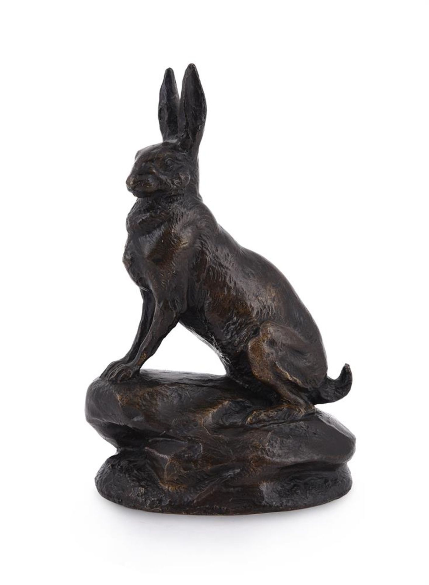 CLOVIS-EDMOND MASSON (FRENCH, 1838-1913), A BRONZE MODEL OF AN ALERT HARE