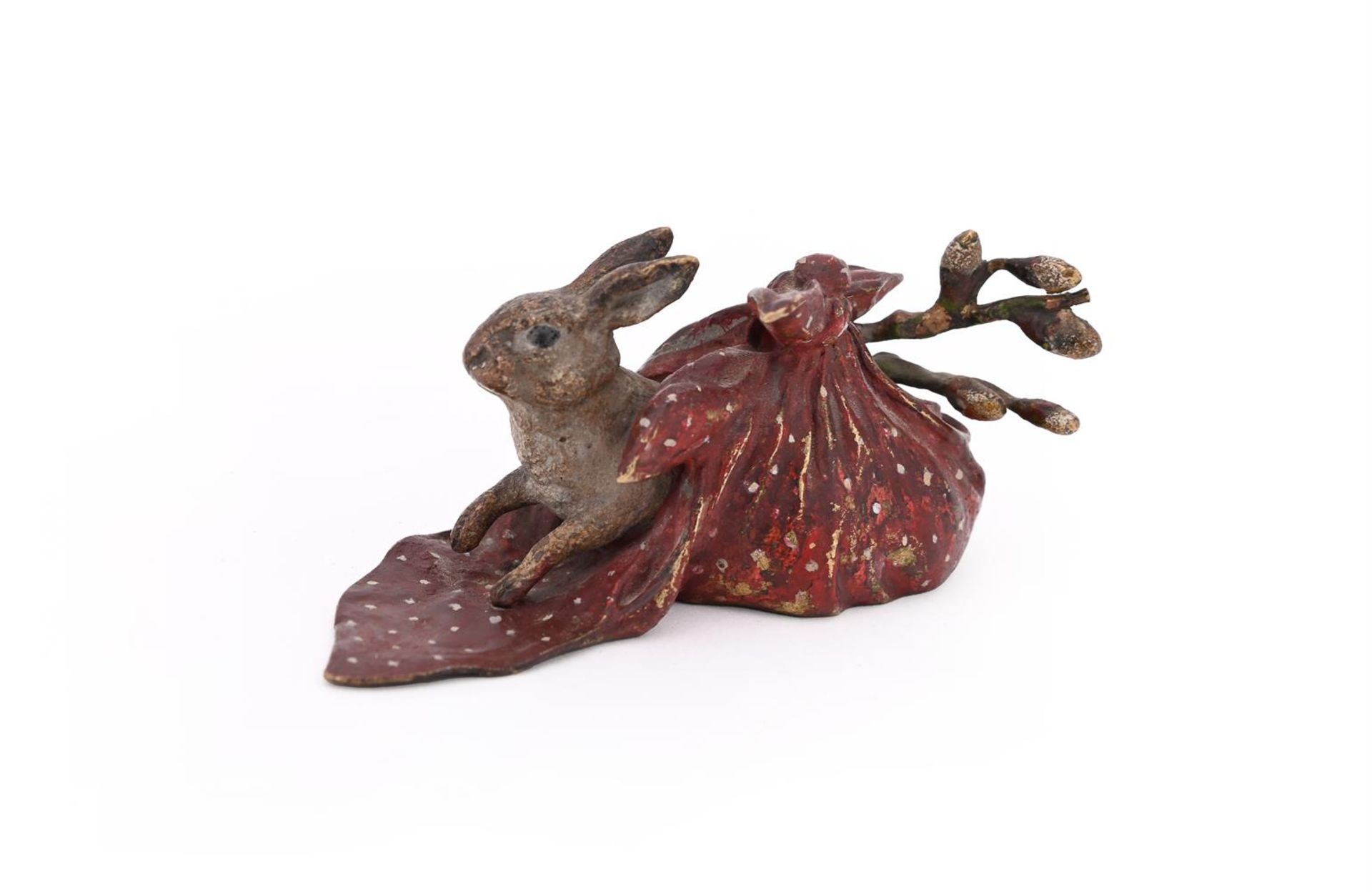 FRANZ XAVIER BERGMAN (1861-1936), A COLD PAINTED MODEL OF A CLOTH WRAPPED RABBIT - Bild 2 aus 3