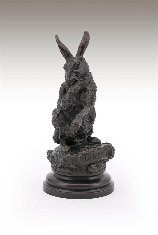 PROSPER LECOURTIER (FRENCH, 1851-1925), A RARE LARGE BRONZE MODEL OF A RABBIT GROOMING - Image 5 of 5