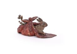 FRANZ XAVIER BERGMAN (1861-1936), A COLD PAINTED MODEL OF A CLOTH WRAPPED RABBIT