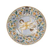 A CASTELLI MAIOLICA ARMORIAL DISH, LATE 17TH/EARLY 18TH CENTURY, PROBABLY GRUE WORKSHOP
