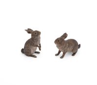 FRANZ XAVIER BERGMAN (1861-1936), A PAIR OF COLD PAINTED MODELS OF RABBITS
