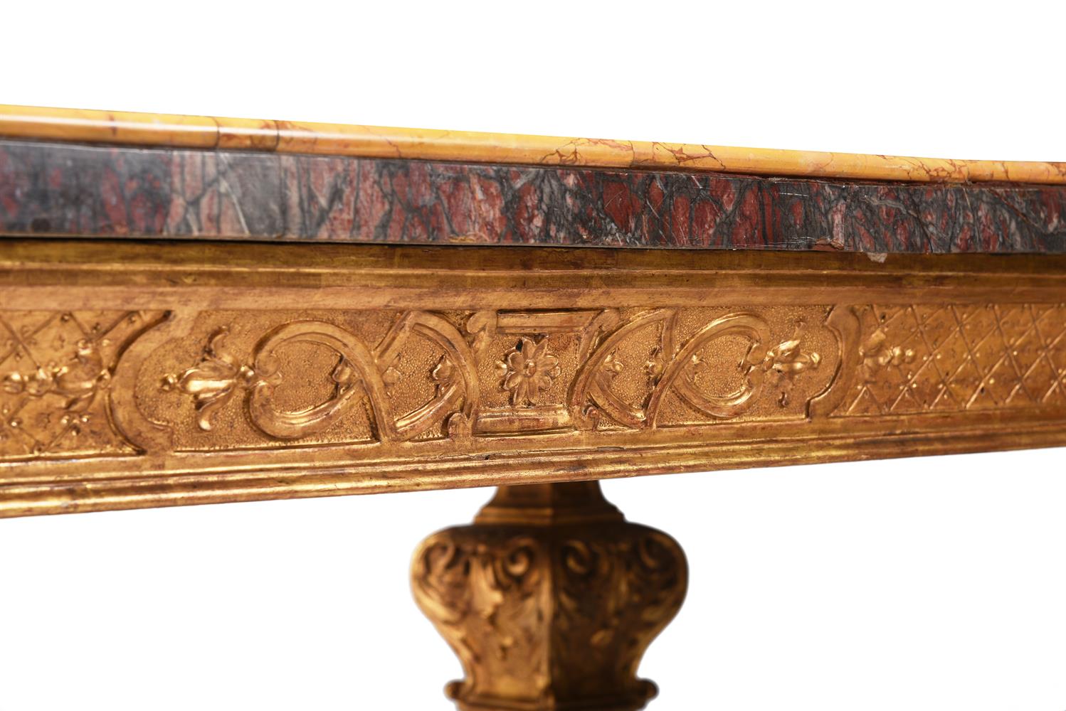 A CARVED AND GILT GESSO CENTRE TABLE IN LOUIS XIV STYLE, 19TH CENTURY - Image 6 of 10