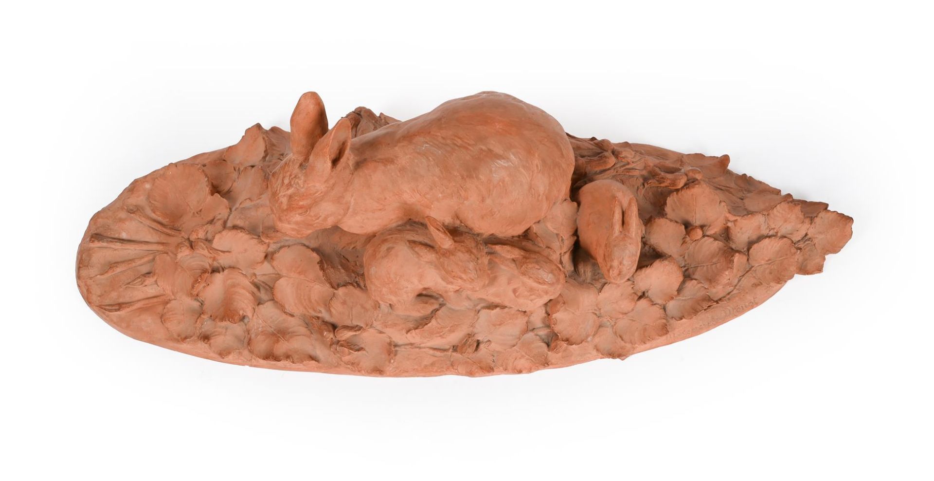 λ MARGUERITE MONOT (FRENCH, 1903-1961), A LARGE TERRACOTTA GROUP OF RABBIT WITH KITS - Image 7 of 7