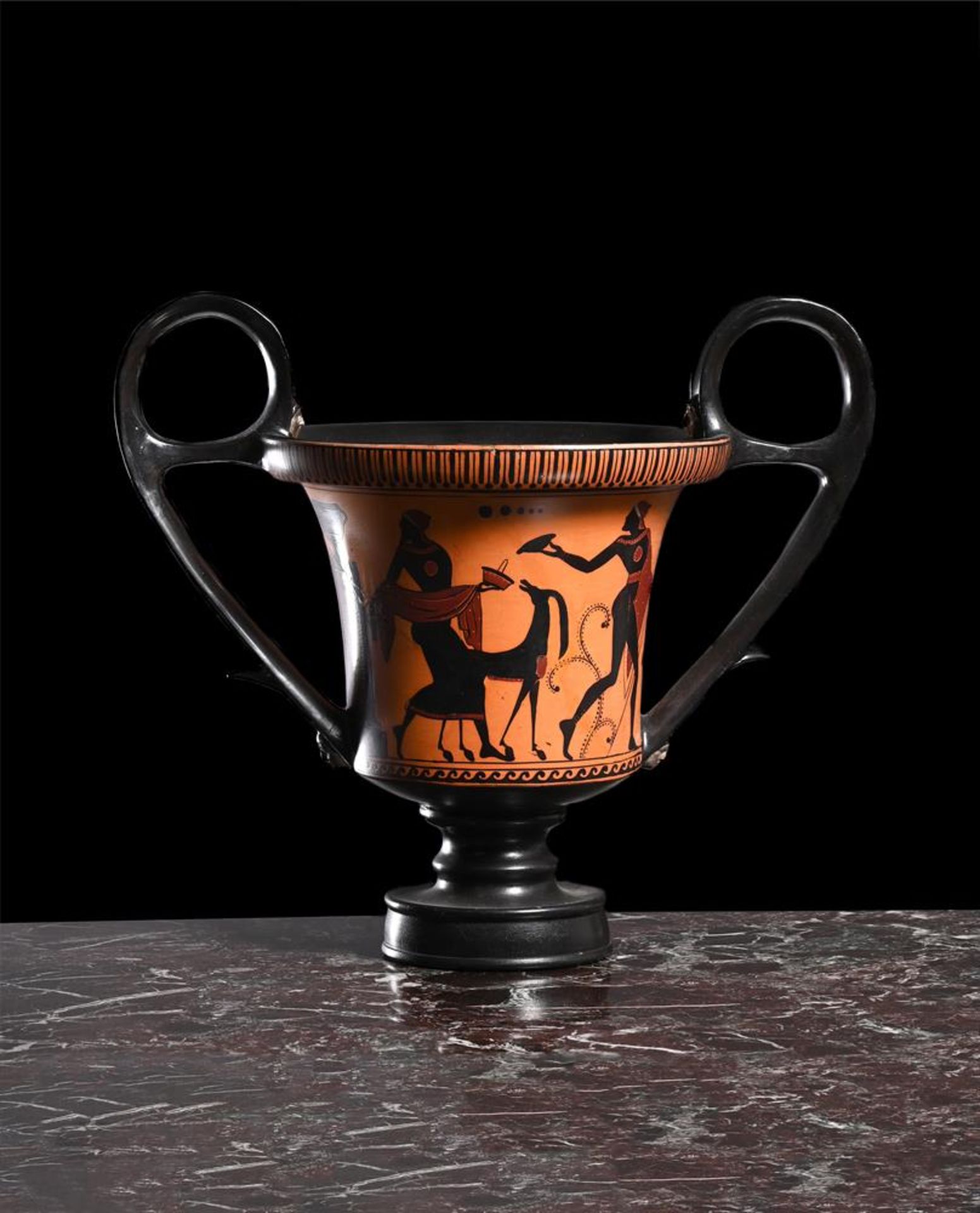 A BLACK FIGURE KANTHAROS KRATER VASE, EARLY 19TH CENTURY