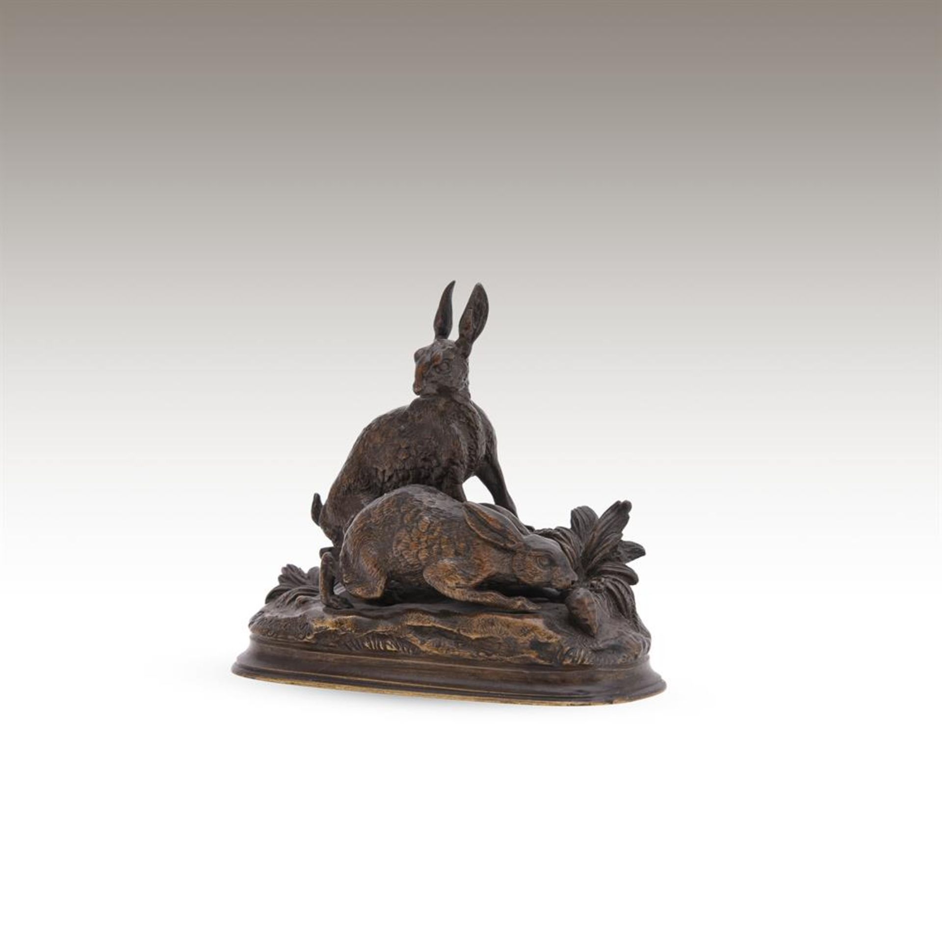 JULES MOIGNIEZ (FRENCH, 1835-1894), A BRONZE MODEL OF TWO HARES - Bild 4 aus 4