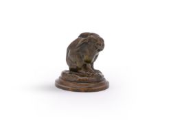 CHARLES GREMION (FRENCH, 19TH/20TH CENTURY), A BRONZE MODEL OF A RABBIT GROOMING