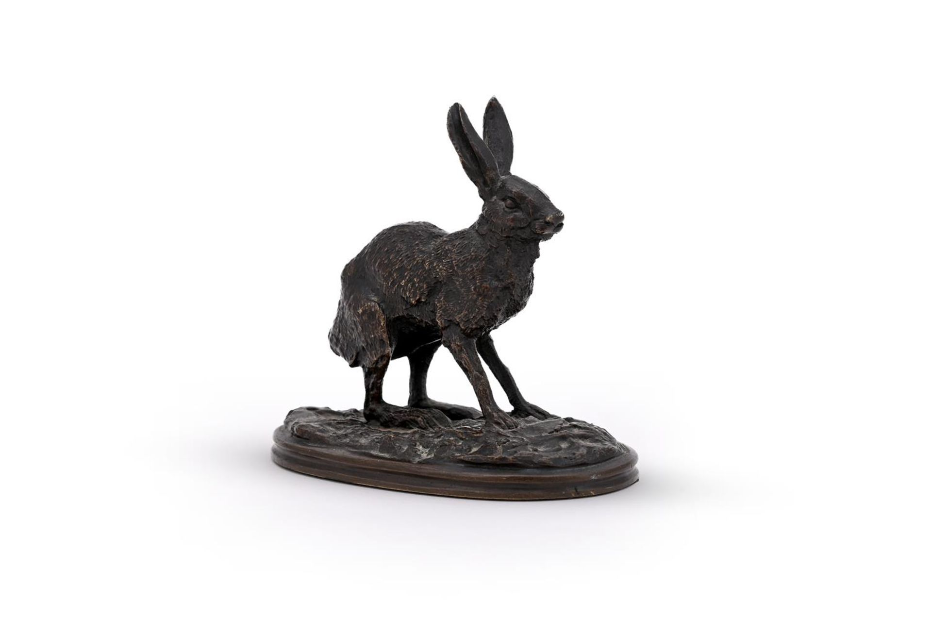 DELAITRE (FRENCH 19TH CENTURY), A BRONZE MODEL OF A HARE - Bild 3 aus 5