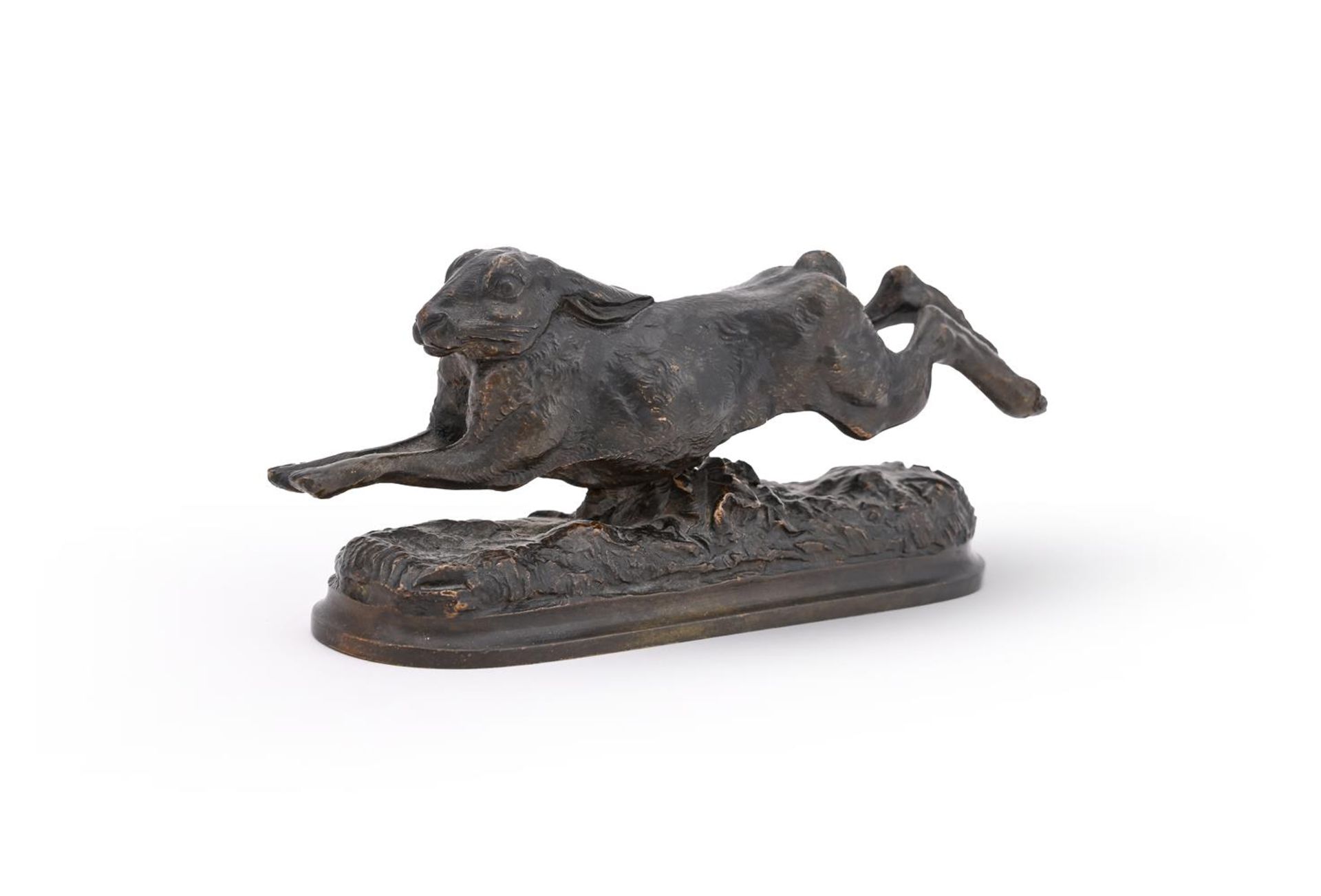 ARTHUR MARIE GABRIEL COMTE DU PASSAGE (FRENCH, 1838-1909), A BRONZE MODEL OF A RUNNING HARE - Bild 4 aus 5