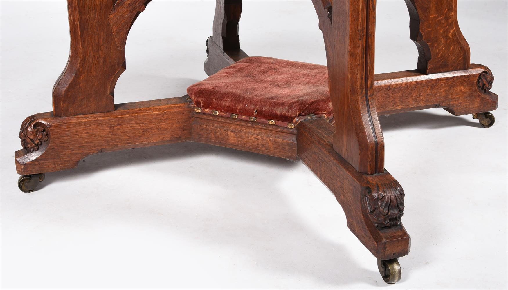 A VICTORIAN REFORMED GOTHIC CARVED OAK LIBRARY TABLE, CIRCA 1880 - Image 4 of 4