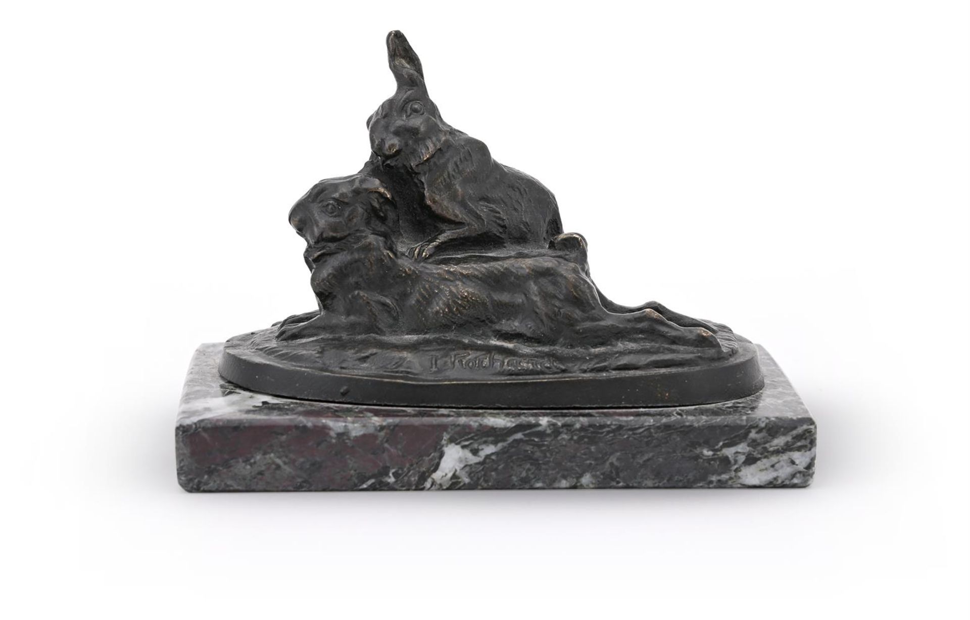 λ IRÉNÉE ROCHARD (FRENCH, 1906-1984), A BRONZE MODEL OF TWO RABBITS