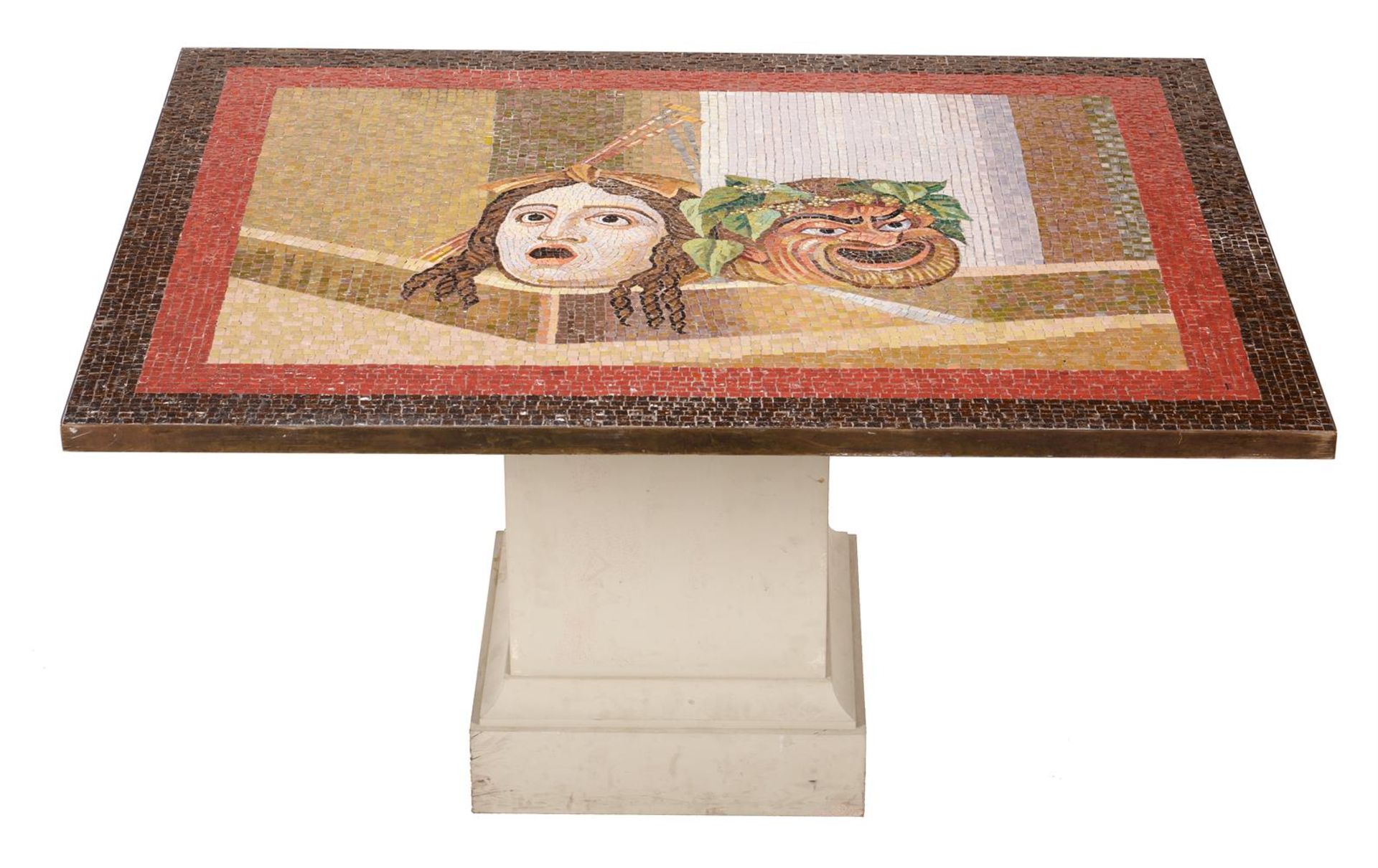 AN ITALIAN MOSAIC CENTRE TABLE TOP, AFTER THE 2ND CENTURY FRESCO IN THE PALAZZO NUEVO