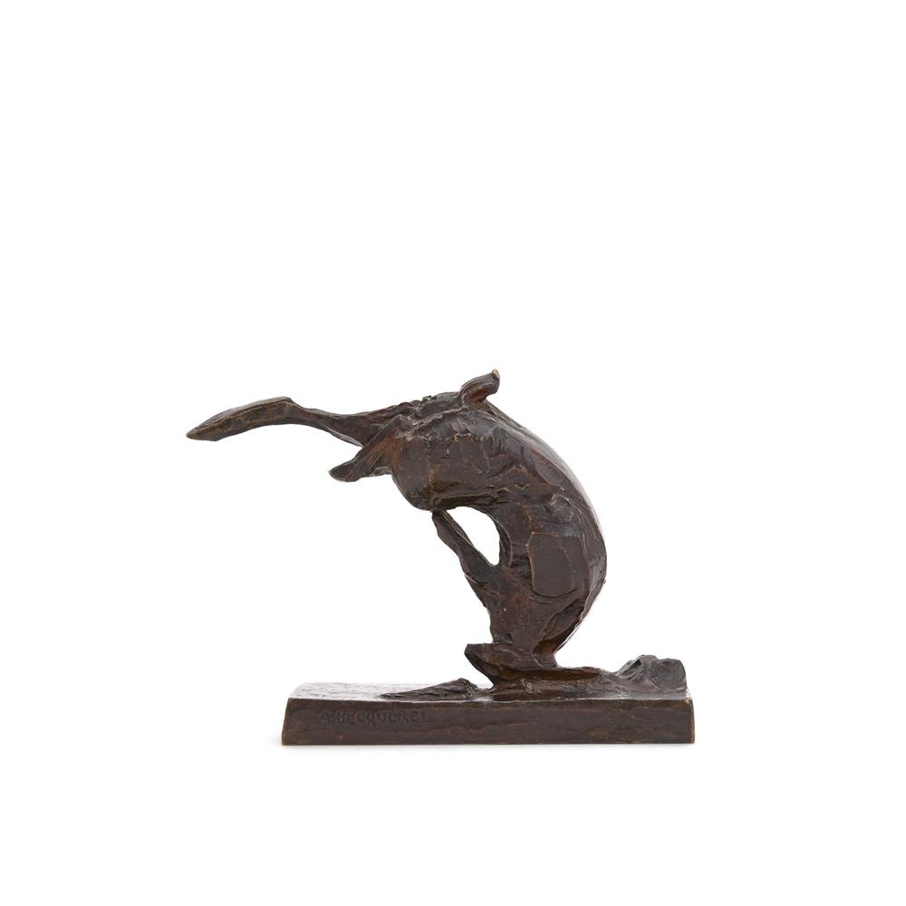 λ ANDRE VINCENT BECQUEREL (FRENCH, 1893-1981), A BRONZE MODEL OF A SOMERSAULTING HARE