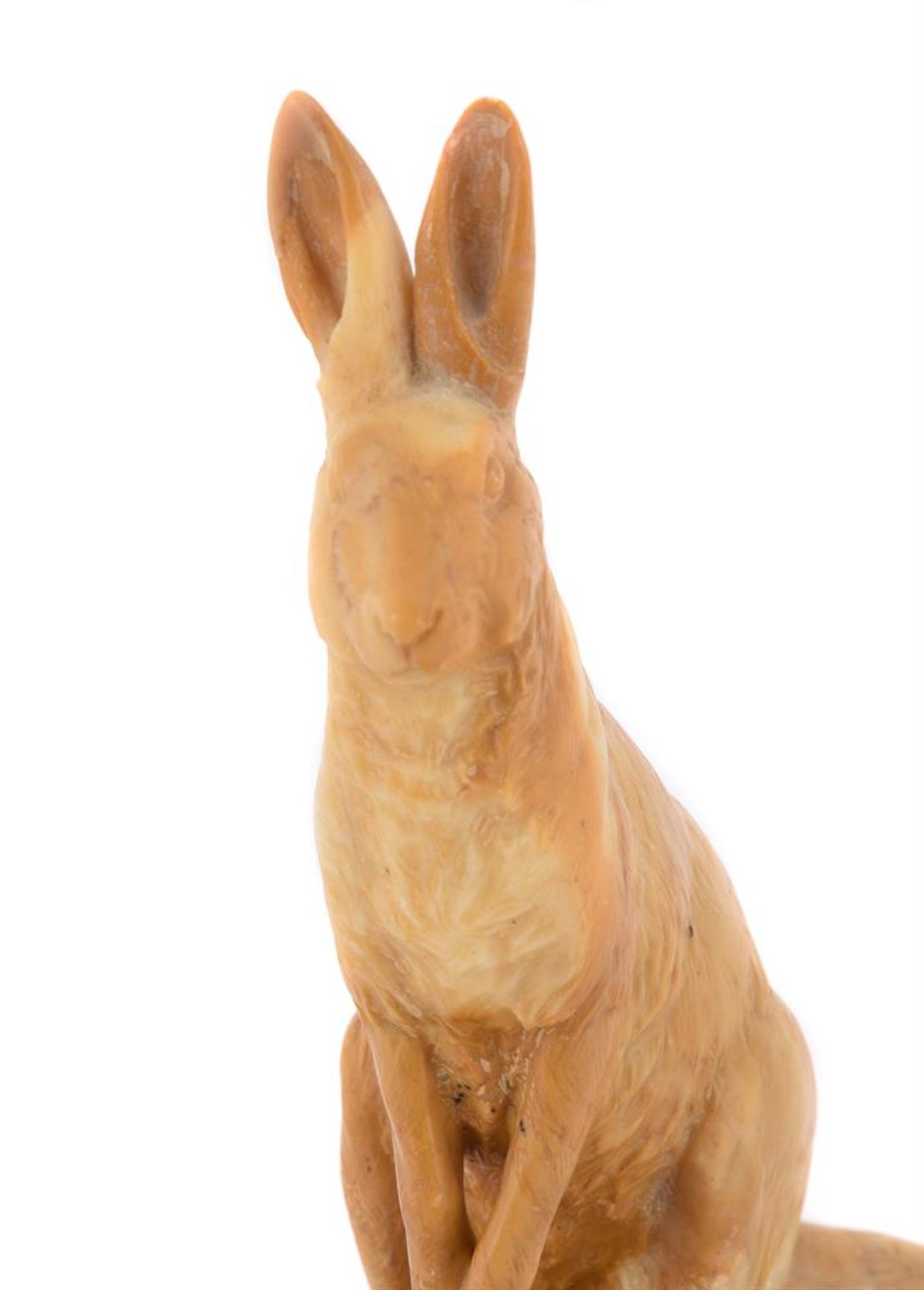 GEORGES GARDET (FRENCH, 1863-1939), A CARVED SIENA MARBLE MODEL OF A SEATED HARE - Image 4 of 5