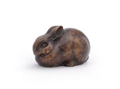 λ ANDRE VINCENT BECQUEREL (FRENCH, 1893-1981), A BRONZE MODEL OF A RABBIT