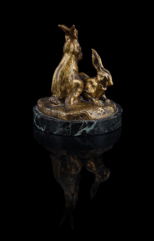 M PAIGNANT (FRENCH, LATE 19TH/EARLY 20TH CENTURY), A GILT BRONZE MODEL OF TWO RABBITS - Image 2 of 6