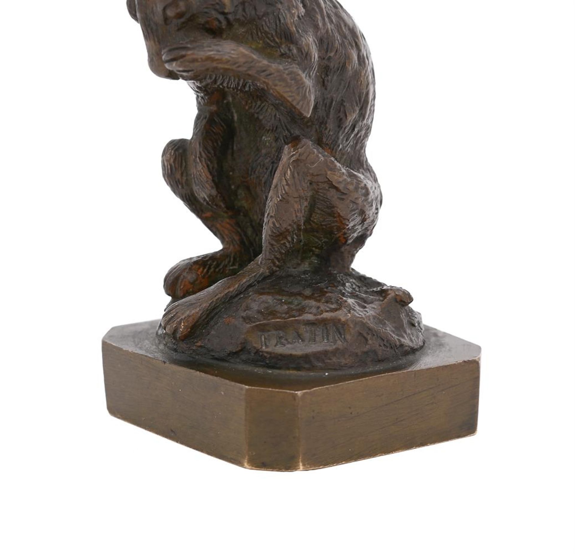 CHRISTOPHE FRATIN (FRENCH, 1801-1864), A BRONZE MODEL OF A HARE GROOMING ITS FACE - Image 4 of 6