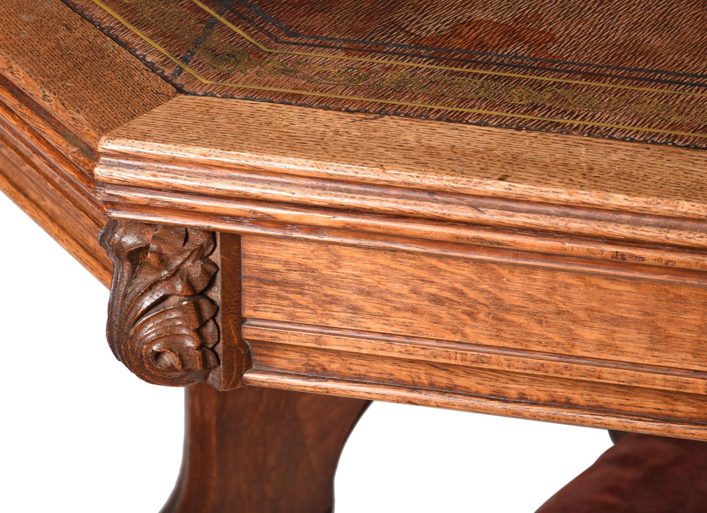 A VICTORIAN REFORMED GOTHIC CARVED OAK LIBRARY TABLE, CIRCA 1880 - Image 3 of 4