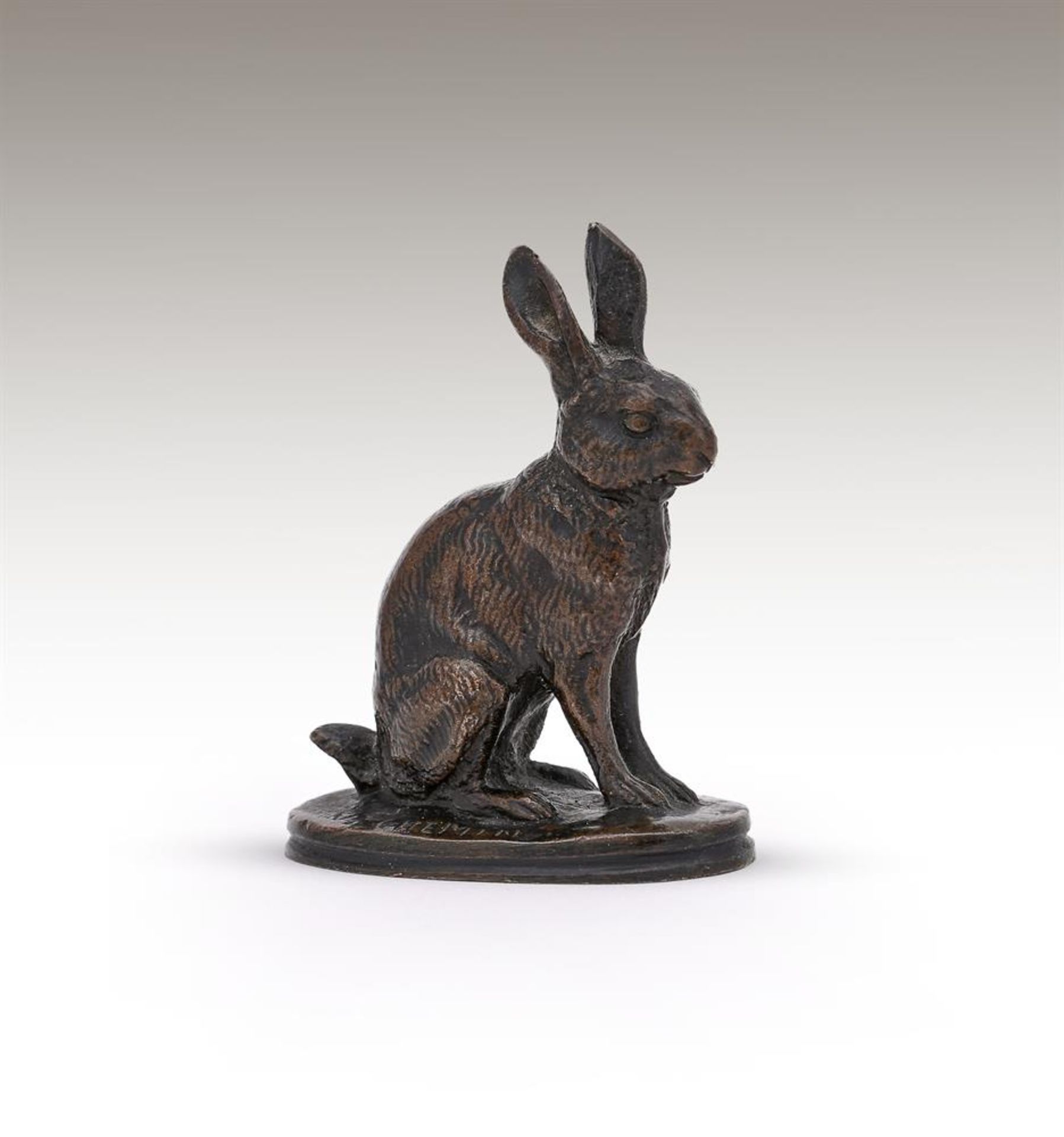 JOSEPH VICTOR CHEMIN (FRENCH, 1825-1901), A BRONZE GROUP OF A SEATED RABBIT - Bild 5 aus 5