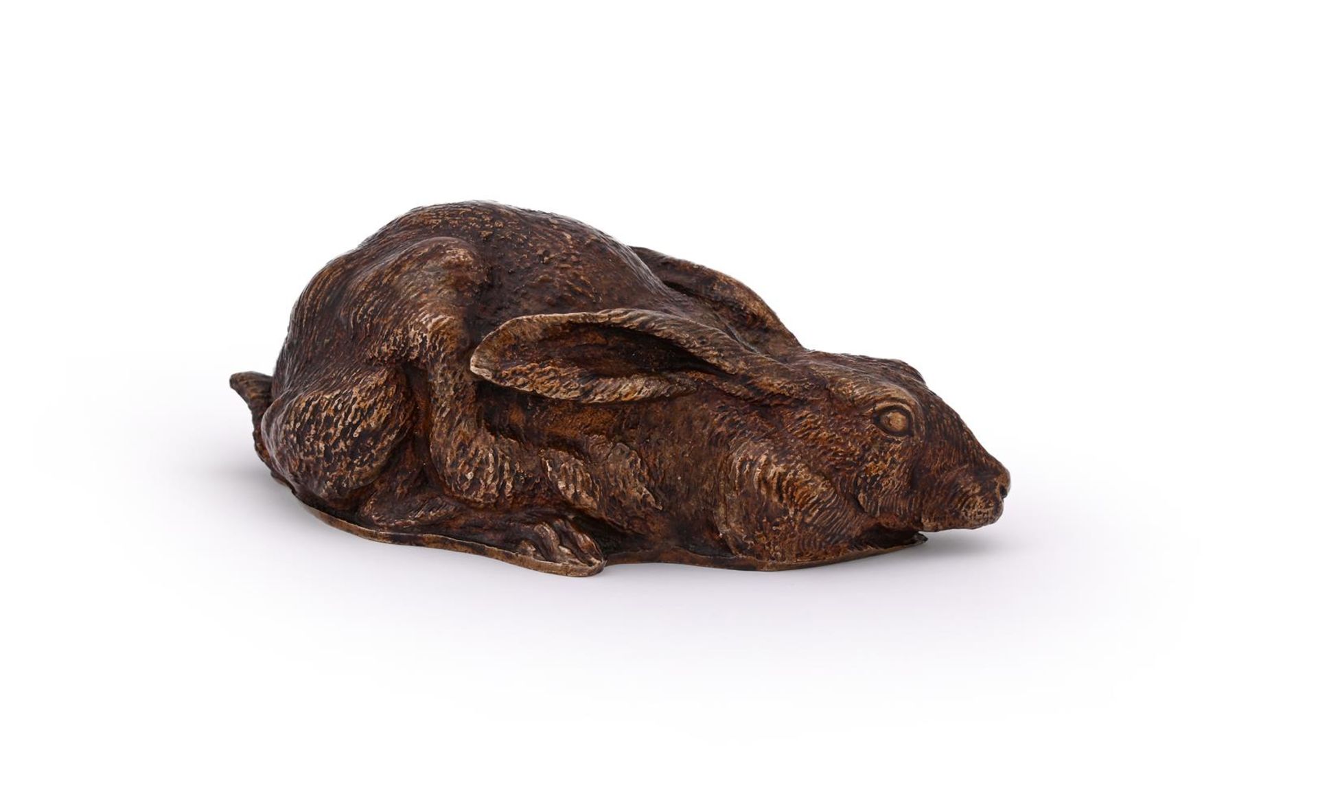 IN THE MANNER OF FERDINAND PAUTROT, A BRONZE MODEL OF A RABBIT LYING DOWN - Image 2 of 4