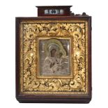 Y A RUSSIAN ICON OF THE HOLY MOTHER AND CHILD, LATE 19TH CENTURY