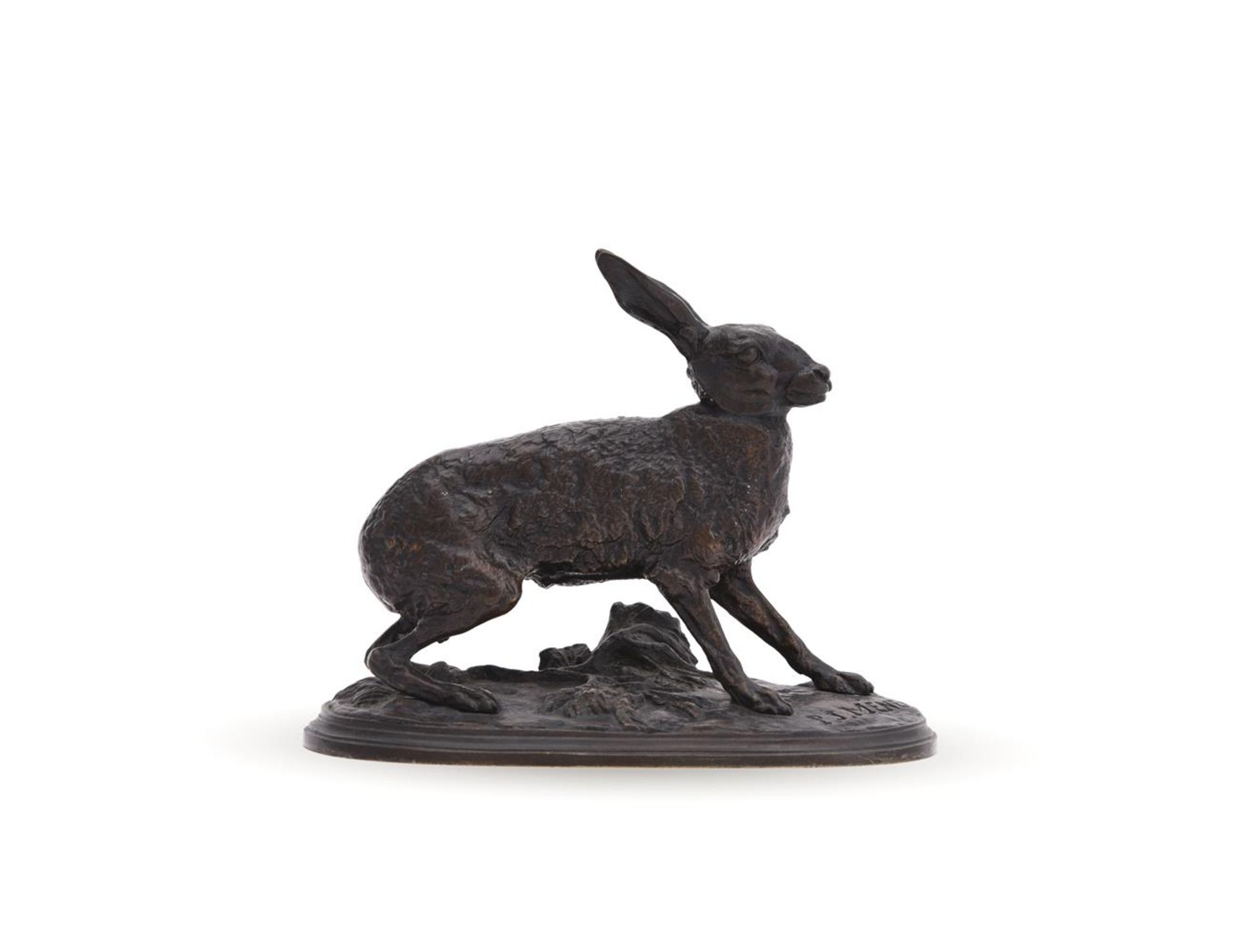 PIERRE-JULES MÊNE (FRENCH, 1810-1879), A BRONZE MODEL OF AN ALERT HARE - Image 2 of 5