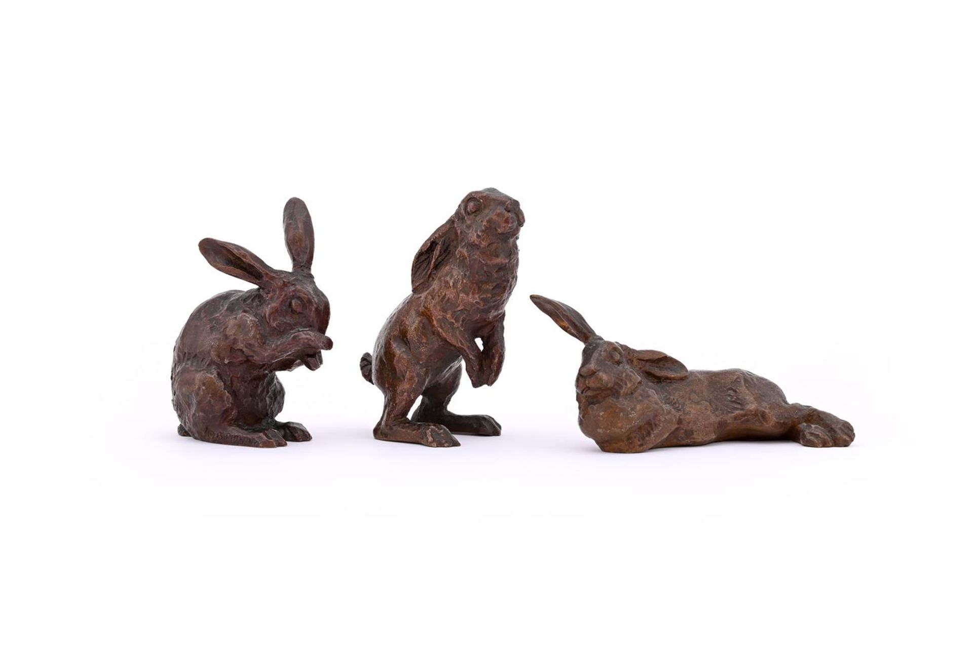 BRENDA PUTNAM (AMERICAN, 1890-1975), A SET OF THREE BRONZE RABBITS