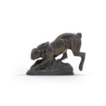 E M SAMSON (FRENCH, LATE 19TH/EARLY 20TH CENTURY), A BRONZE MODEL OF A RUNNING HARE