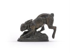 E M SAMSON (FRENCH, LATE 19TH/EARLY 20TH CENTURY), A BRONZE MODEL OF A RUNNING HARE