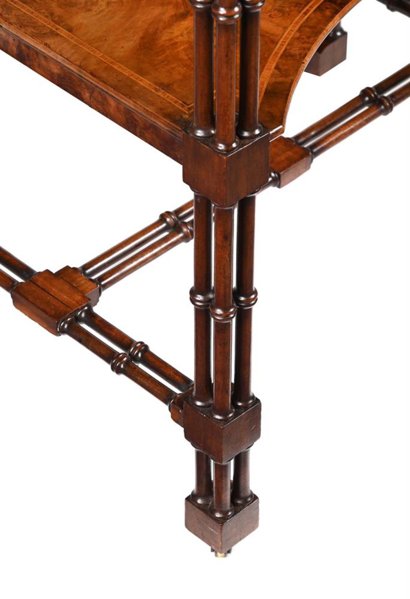 Y A VICTORIAN BURR WALNUT AND TULIPWOOD CROSSBANDED TWO TIER SIDE TABLE, BY HOLLAND & SON - Image 4 of 4