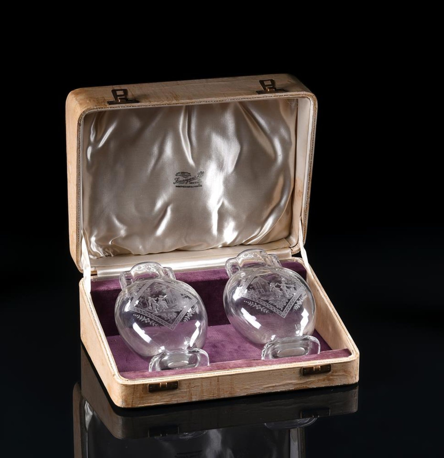 A PAIR OF ROCK-CRYSTAL GLASS VASES MADE FOR THE PARIS RETAILER GEORGES ROUARD - Image 2 of 2