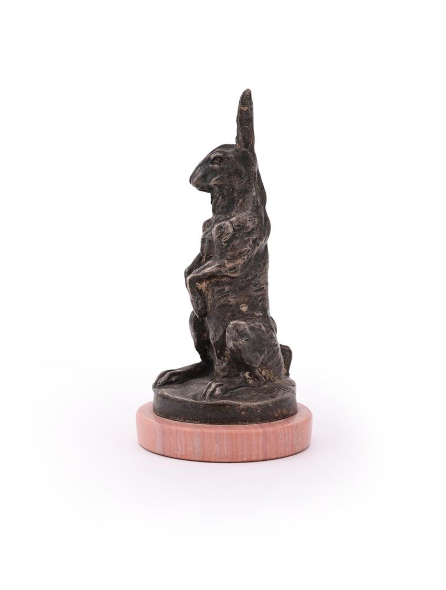 E M SAMSON (FRENCH, LATE 19TH/EARLY 20TH CENTURY), A SILVERED BRONZE MODEL OF AN ALERT HARE - Image 3 of 5