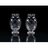 A PAIR OF ROCK-CRYSTAL GLASS VASES MADE FOR THE PARIS RETAILER GEORGES ROUARD