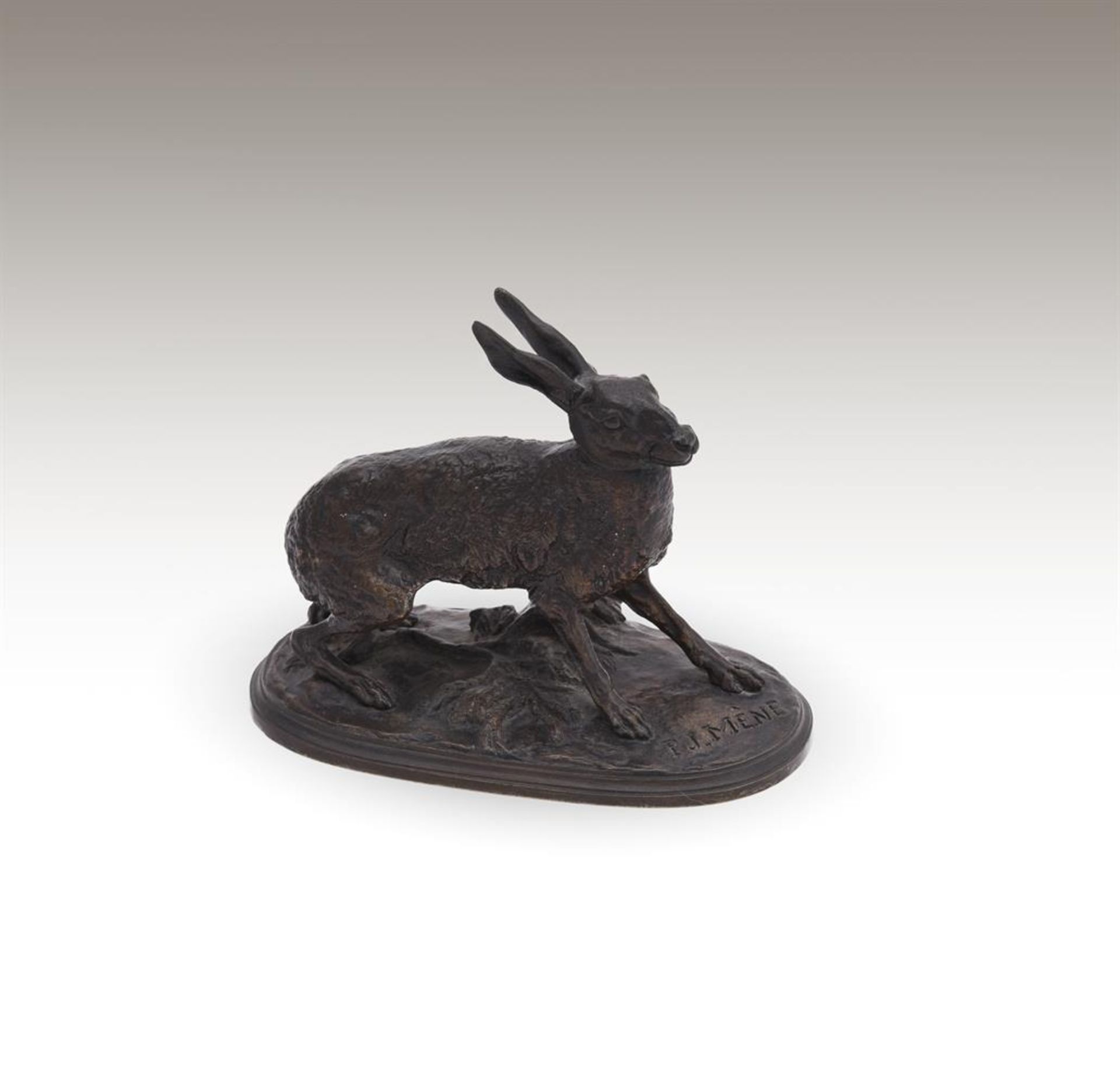 PIERRE-JULES MÊNE (FRENCH, 1810-1879), A BRONZE MODEL OF AN ALERT HARE - Image 5 of 5