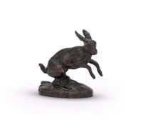 AFTER A MODEL BY LOUIS 'L'AVEUGLE' VIDAL (FRENCH, 1831-1892), A BRONZE MODEL OF A LEAPING HARE