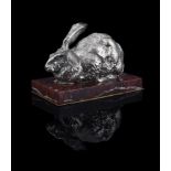 FERDINAND PAUTROT (FRENCH, 1832-1874), A SILVERED BRONZE MODEL OF A RABBIT