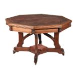 A VICTORIAN REFORMED GOTHIC CARVED OAK LIBRARY TABLE, CIRCA 1880