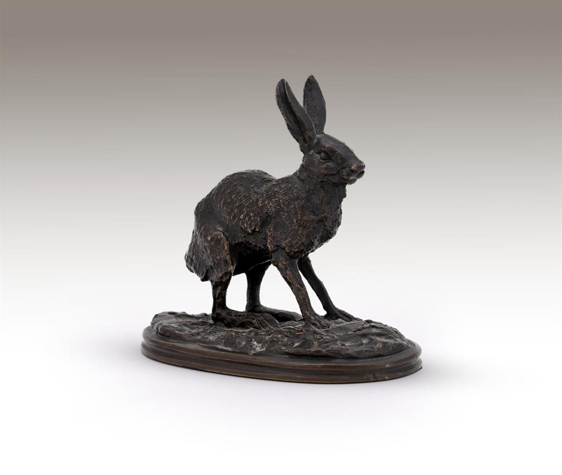 DELAITRE (FRENCH 19TH CENTURY), A BRONZE MODEL OF A HARE - Bild 5 aus 5