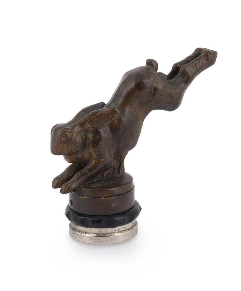 FRENCH SCHOOL, A BRONZED WOOD RADIATOR CAP OF A RUNNING HARE - Image 2 of 4